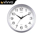 Vivva Wall Clock Quartz Polish Silver Round Wall Clock Silent Non-Ticking Battery Operated