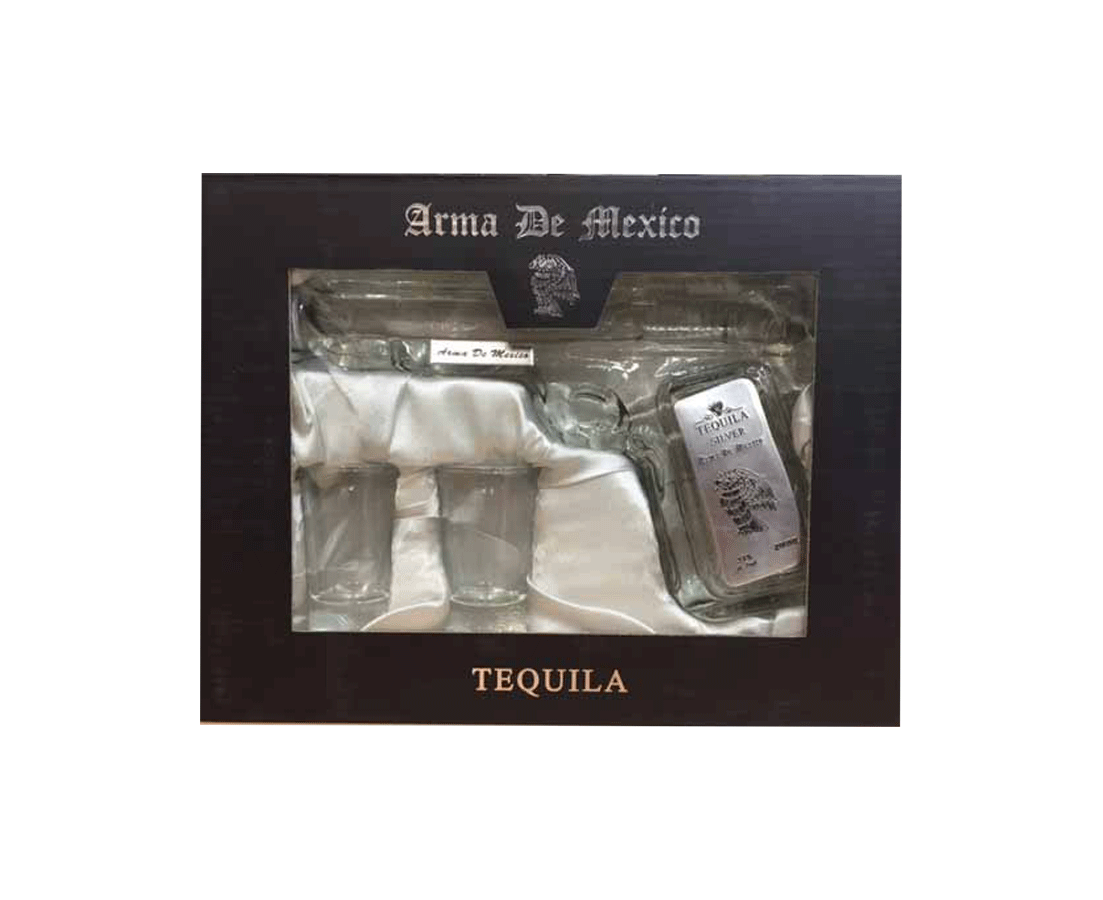 Arma De Mexico Pistol Pack with 2 shot Glasses - Gold