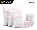 Vivva Set of 5 Size Laundry Wash Bags Delicates Bra Lingerie Mesh Clothes Washing Case