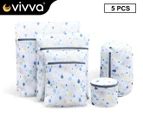 Vivva Set of 5 Size Laundry Wash Bags Delicates Bra Lingerie Mesh Clothes Washing Case