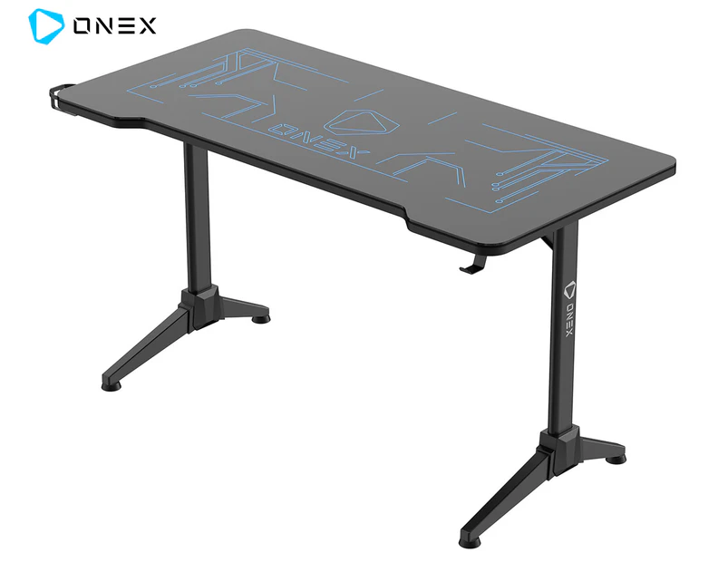 ONEX GD1400G Tempered Glass RGB Home Office Gaming Desk - Black