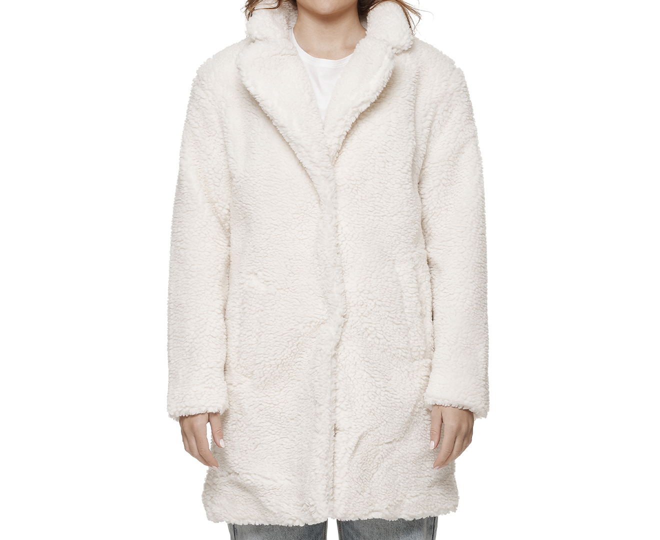 Urban Sherpa Women\'s Sand - Coat Classics Oversized White