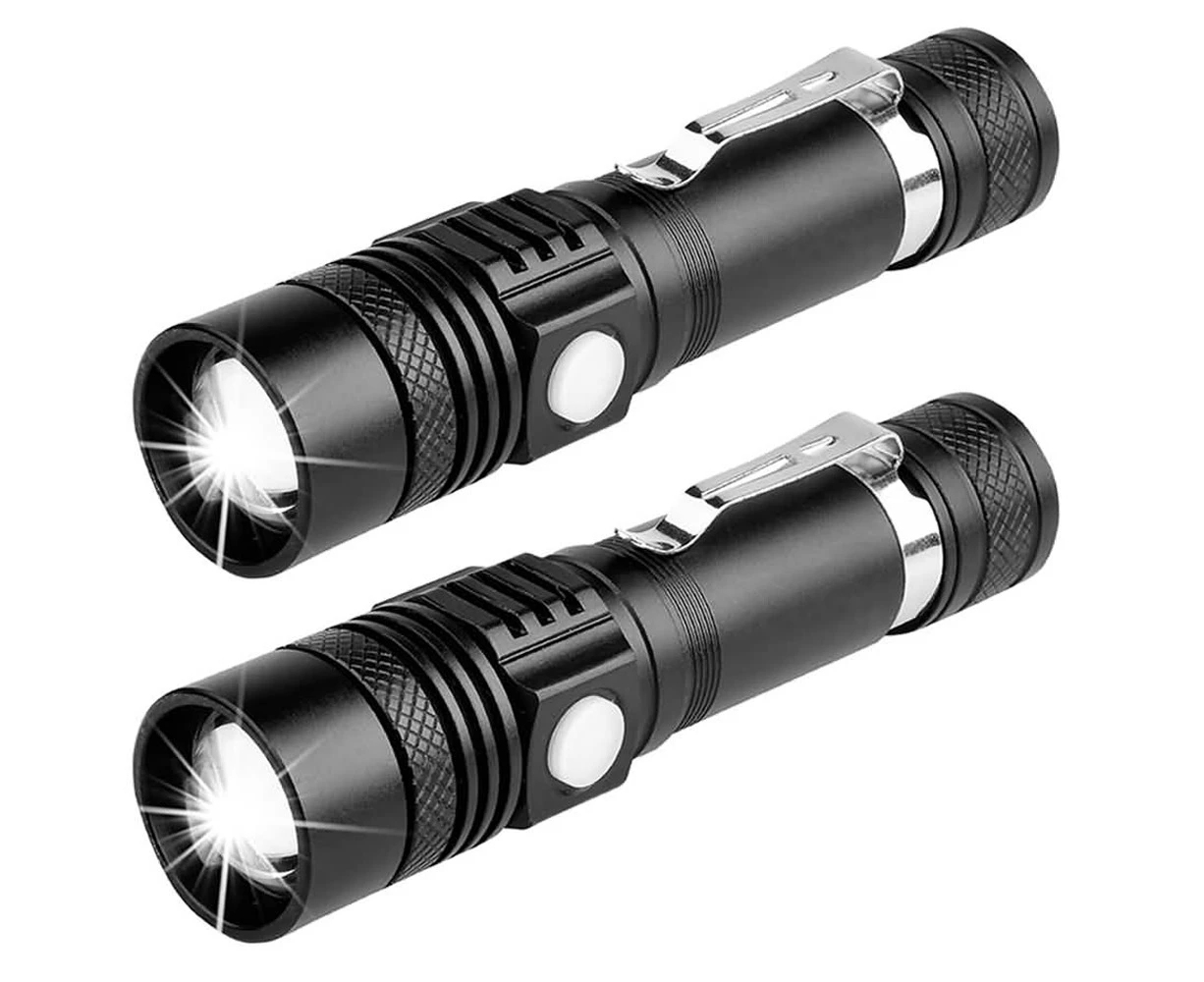 2PCS Flashlight Rechargeable USB 60000lm T6 XM-L LED Torch Hiking Mount Bike