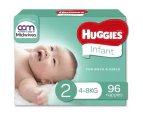 Huggies Nappies Unisex Size 2 Infant (4-8kg) Carton of 96's