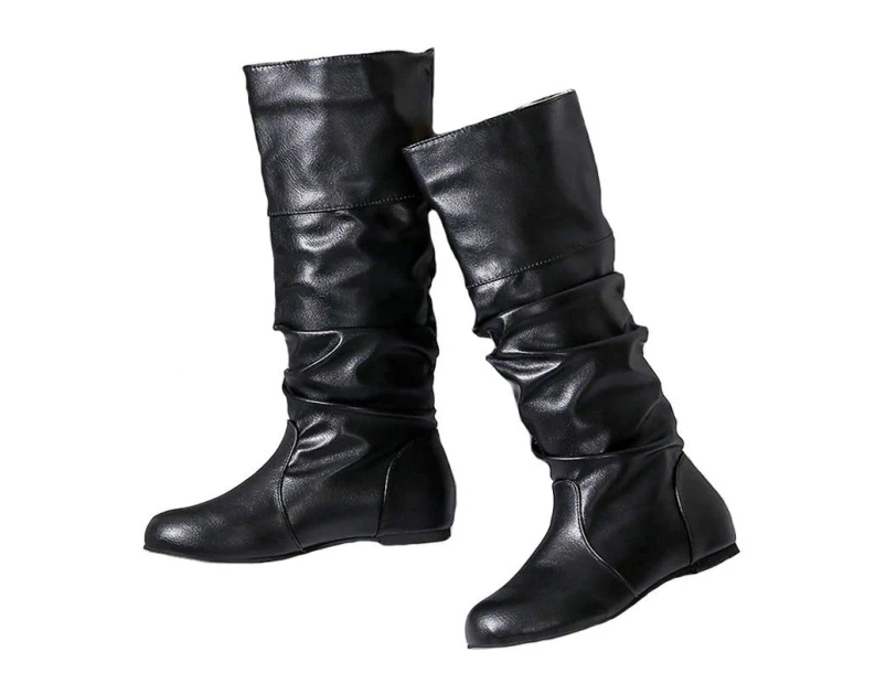 Lookbook Women's Knee High Riding Boots Low Block Heel Tall Boots-Black