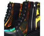Lookbook Womens Platform Boots Shoes Zip Lace Up Combat Boots-Black