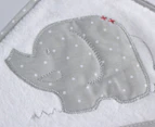 Bubba Blue 80x80cm Petite Elephant Hooded Baby Bath Towel - White/Grey