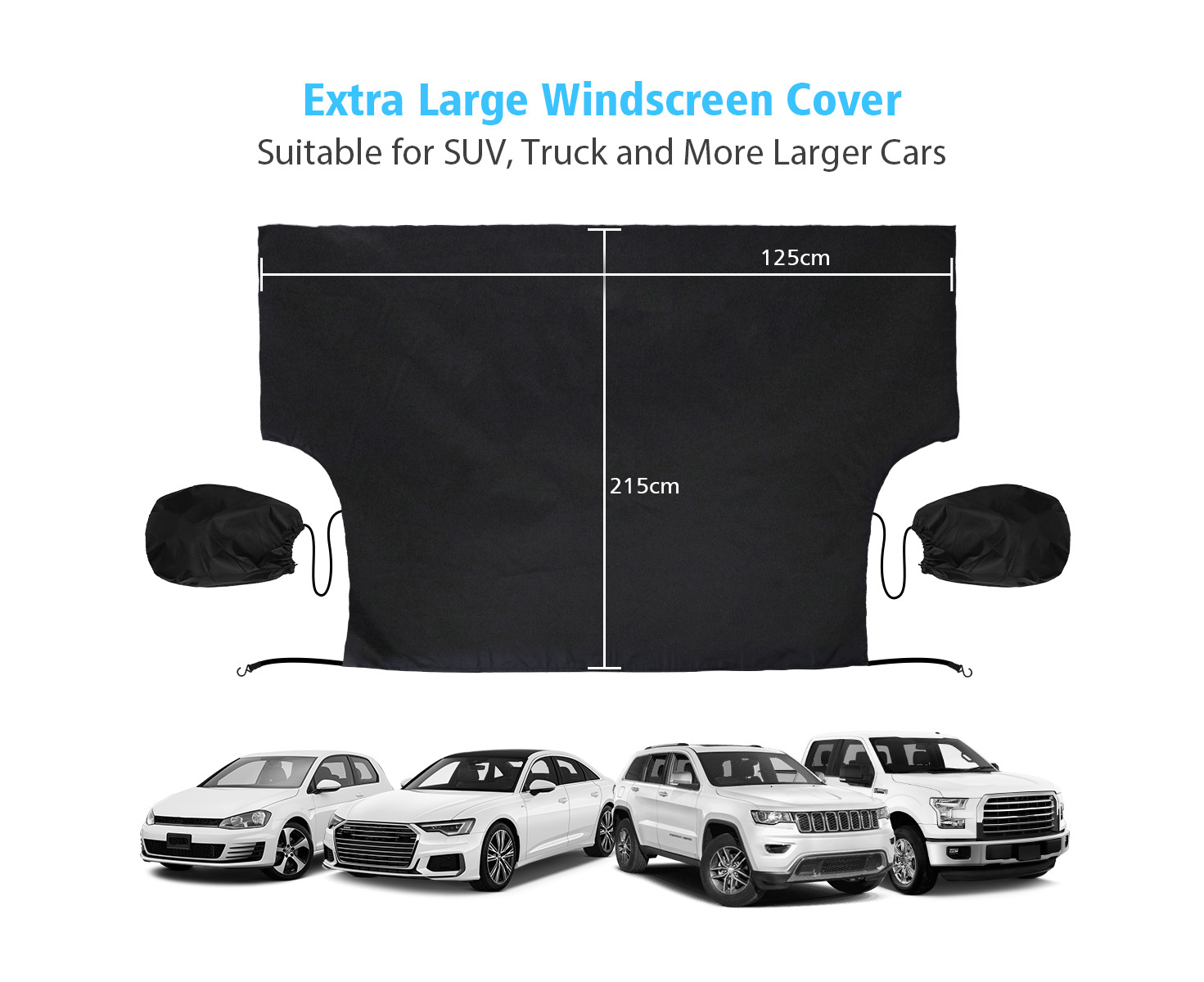SUV Small:57.87×49.60 Van Car Windscreen Cover Magnetic Windshield Snow Cover with Two Mirror Covers Waterproof Ice/Frost/Dust Protector and Sun Shade in All Weather Fits Most Car Truck 