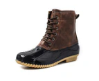 Amoretu Outdoor Women Winter Boots Waterproof Lace Up Rain Duck Boots-Brown