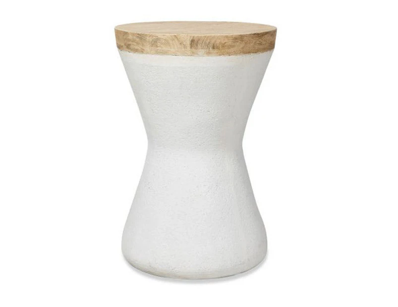 Round Faux Wood Side Table Light Oak And White 48X48X68Cm