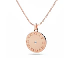 Genuine Single Diamond Set Roman numeral Sundial Necklace Rose Gold Titanium