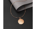 Genuine Single Diamond Set Roman numeral Sundial Necklace Rose Gold Titanium