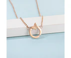 Genuine Single Diamond Set Butterfly in Love Necklace Rose Gold Titanium