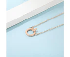 Genuine Single Diamond Set Butterfly in Love Necklace Rose Gold Titanium