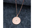 Genuine Single Diamond Set Roman numeral Sundial Necklace Rose Gold Titanium