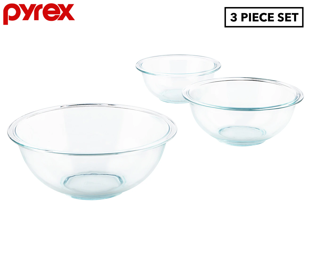 Pyrex Smart Essentials Glass Mixing Bowls 3-Piece Set