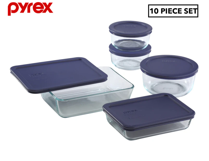 Pyrex 10-Piece Simply Store Glass Food Container Set - Blue