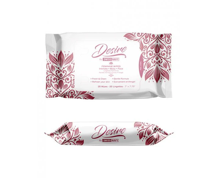 Swiss Navy Desire Unscented Feminine Wipes Pack Of 25