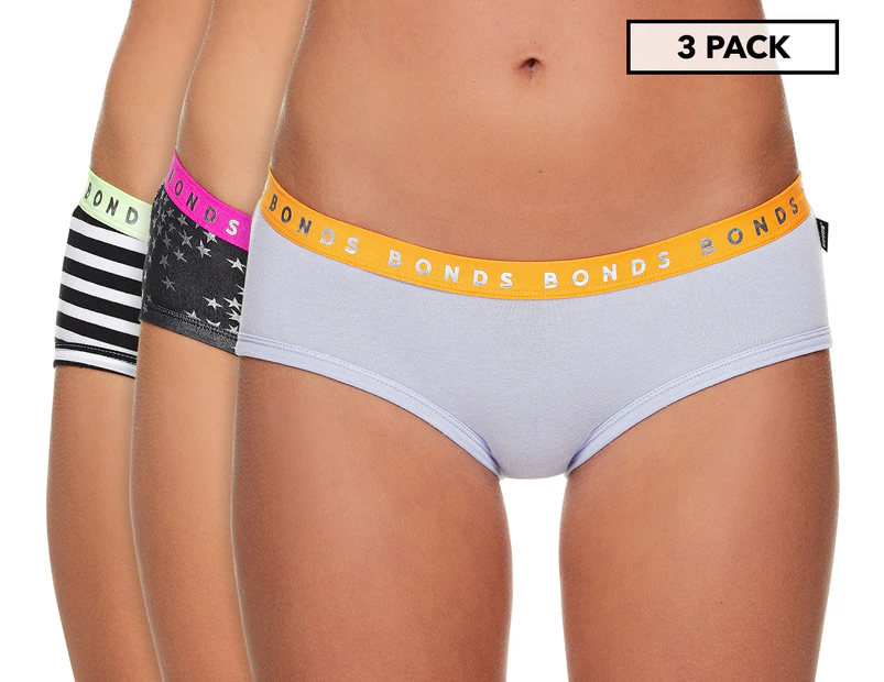 Bonds Women's Hipster Boyleg 3-Pack - Stars/Stripes/Grey