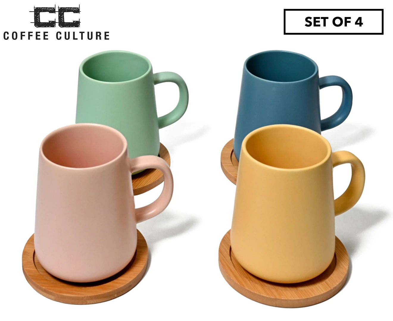 Set of 4 Coffee Culture 320mL Mug & Coaster