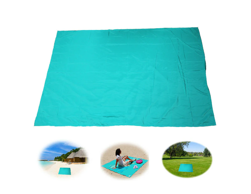 Beach Mat Picnic 1.2m Skyblue Grass Blanket Pocket No-sand Soft Light Fastdry