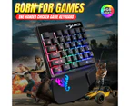 black--HXSJ V400 Wired Gaming Keyboard 35 Keys One Hand RGB Lighting Gaming Keyboard For PC Laptop Smatrphone Gaming