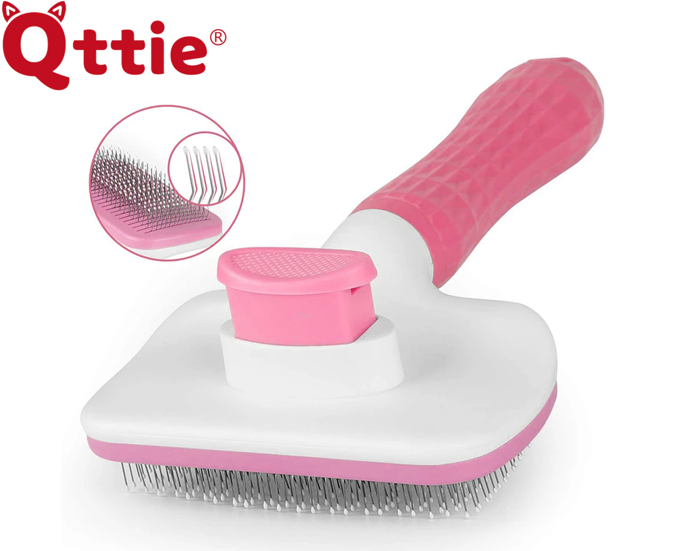 Qttie Pet Dog Grooming Comb Brush Deshedding Hair Removal Undercoat Knots Mats Tangles Pink