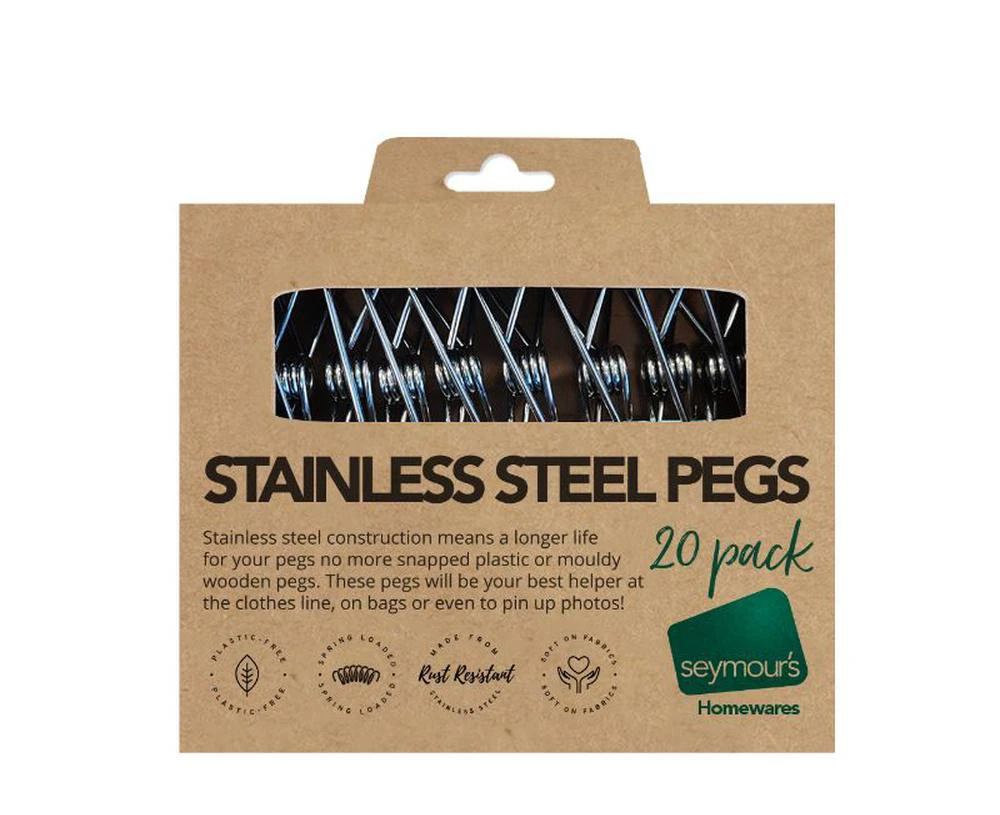 Stainless Steel Pegs, 20 Pack