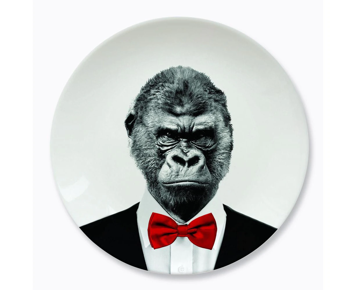 Mustard 23cm Ceramic Round Dinner Plate Wild Dining Gary Gorilla Food Platter