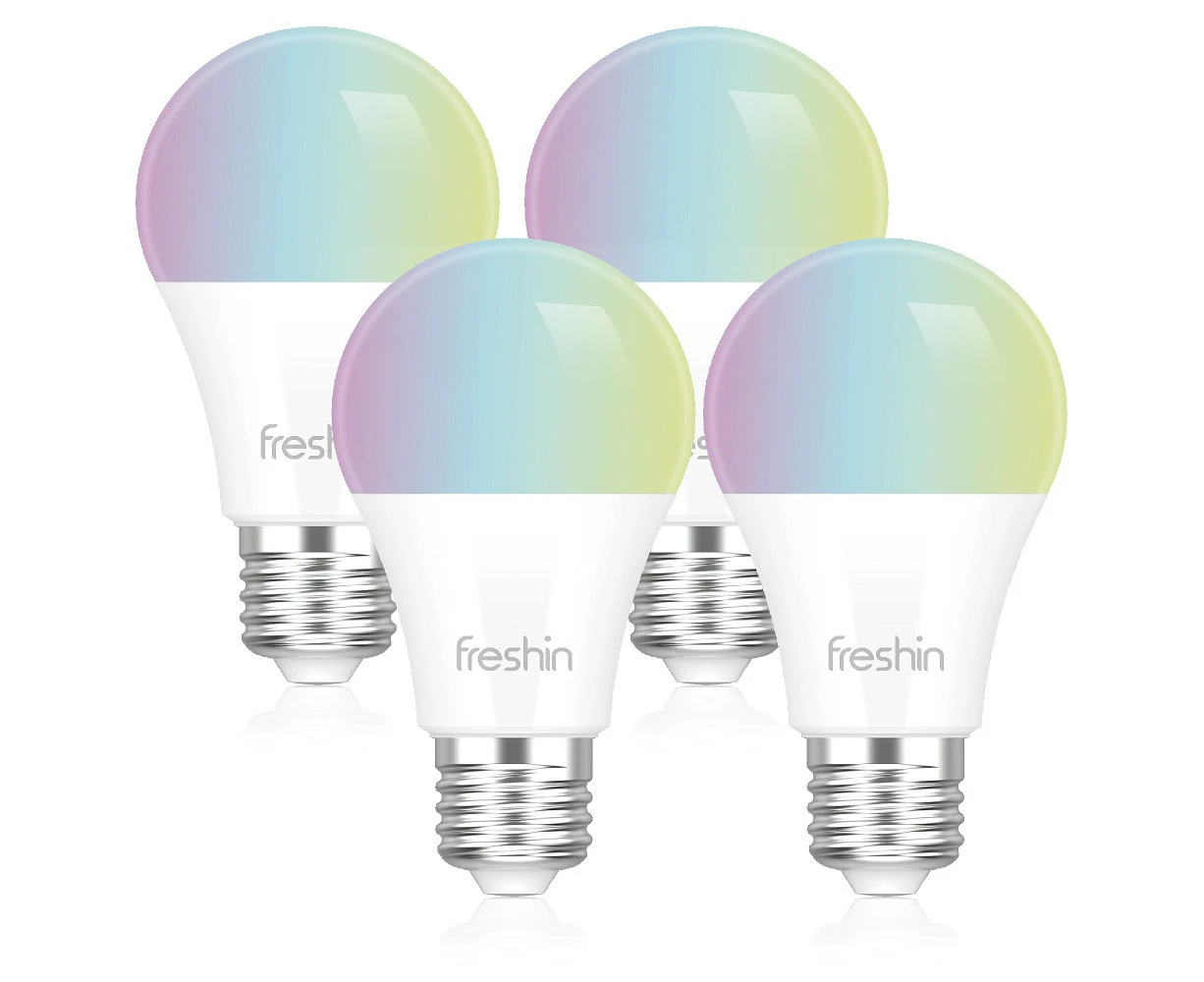 E27 Smart Bulb RGBCW FRESHIN Globe 4 Pack  APP Control 2.4GHz Only Alexa/Google Home Voice Control No Hub Required