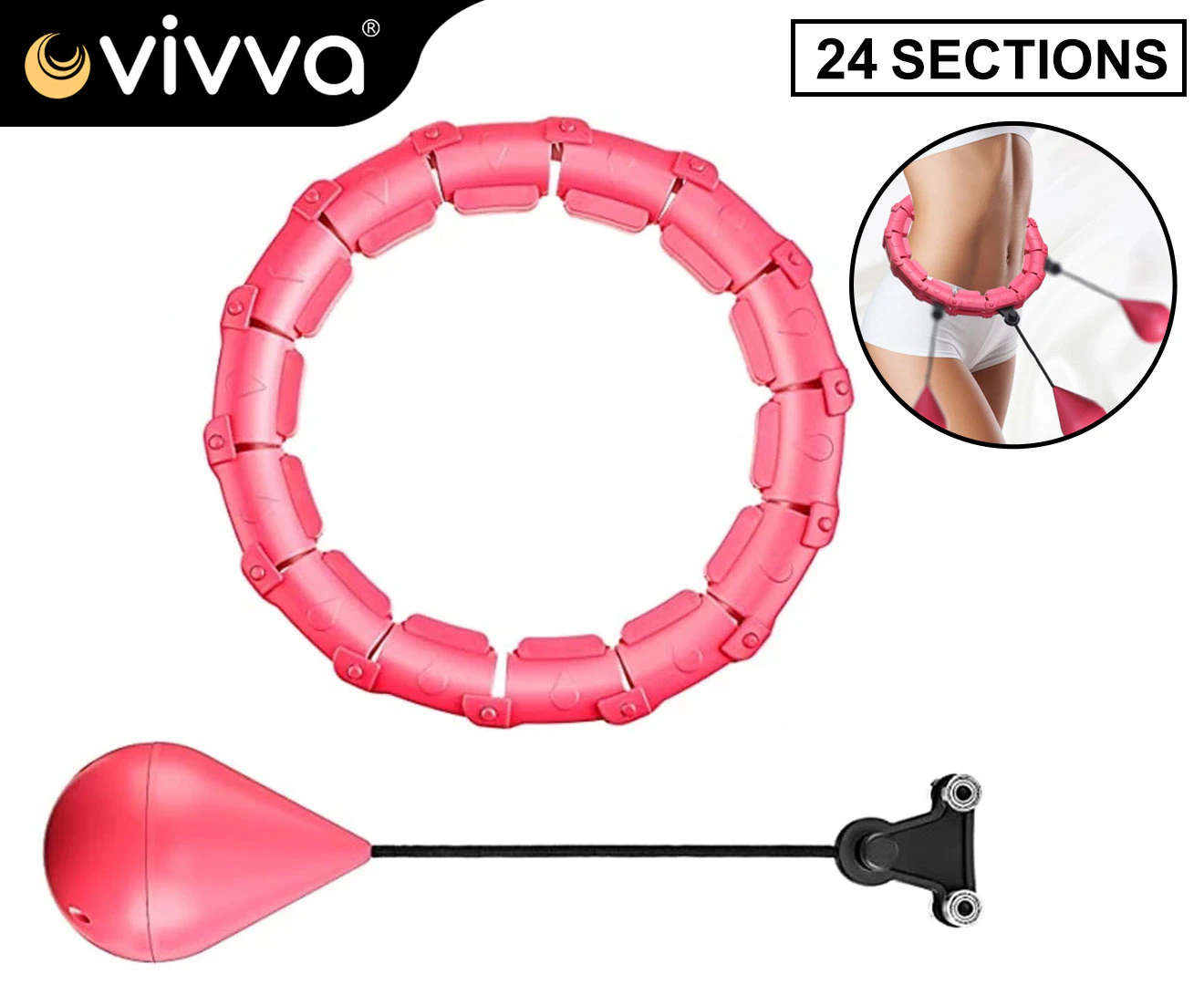 Vivva-24 Knots Fitness Smart Hula Hoop Detachable Weighted Hoops Lose Weight Sports