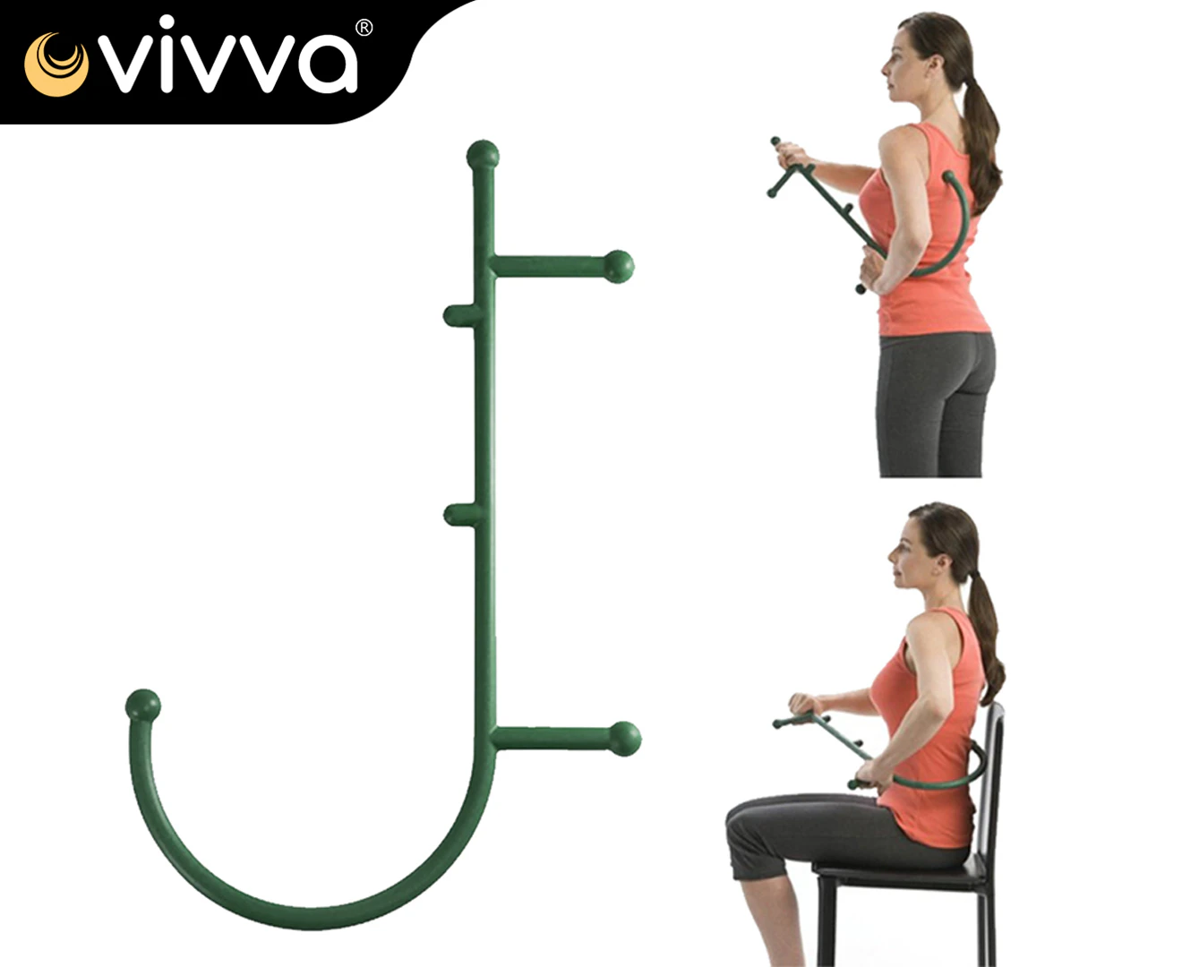 Vivva - Theracane Trigger Point Self-Massage Tool Acupressure Massager Body Muscle Back