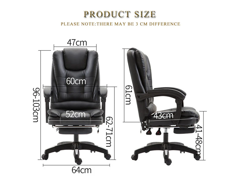 Foret Executive Office Chair PU Leather Massage Computer Gaming Gas Lift Seat