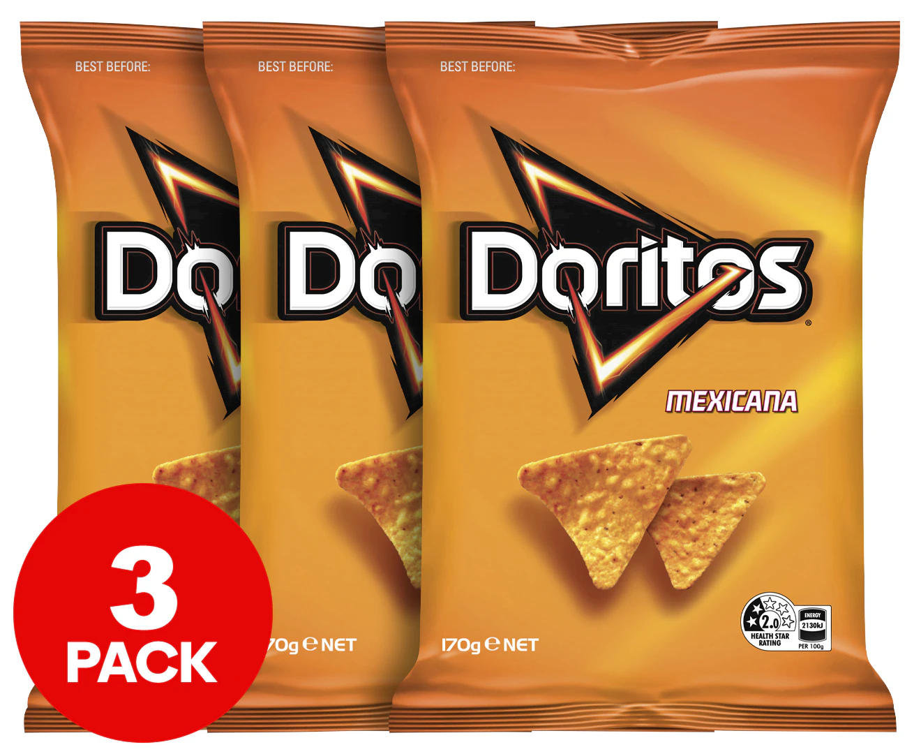 3 x Doritos Corn Chips Mexicana 170g