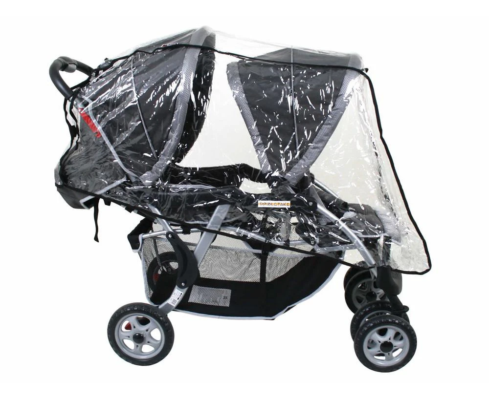 Tandem Stroller Raincover With Dual Hoods