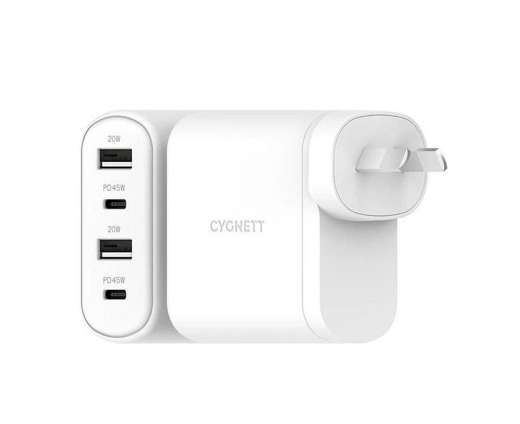 Cygnett Powerplus 45W Quad PD AC Charger CY3675PDWLCH - White