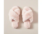 Target Womens Libbi Faux Fur Crossover Scuff Slippers - Pink