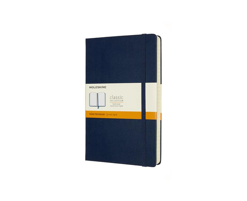 Moleskine Classic Hardcover Writing Notebook Expanded Ruled Sapphire Blue Large