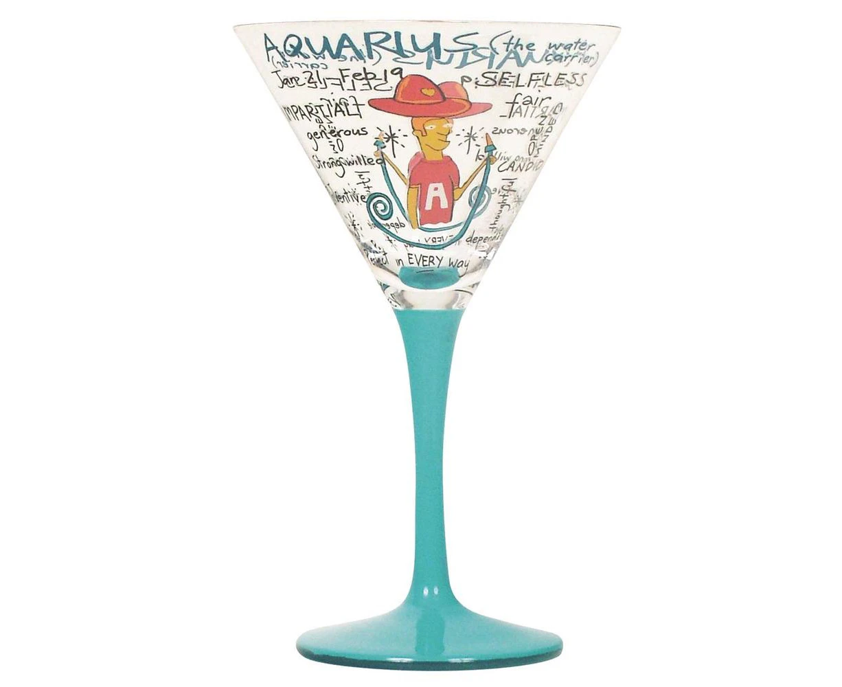 Hand Painted Martini Zodiac (Aquarius)