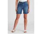 Rockmans Mid Thigh Denim Basic Shorts - Womens - Mid Wash