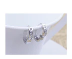 Sterling Silver 10mm Huggie Hoop Small Square Sleeper CZ Crystal Earrings