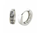 Sterling Silver 10mm Huggie Hoop Small Square Sleeper CZ Crystal Earrings