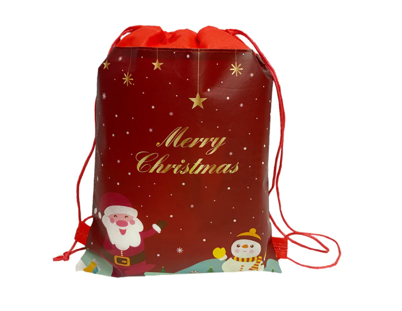 Christmas Strings Santa Claus Drawstring Non-woven Xmas Gift Bags - B