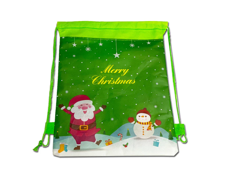 Christmas Strings Santa Claus Drawstring Non-woven Xmas Gift Bags - A