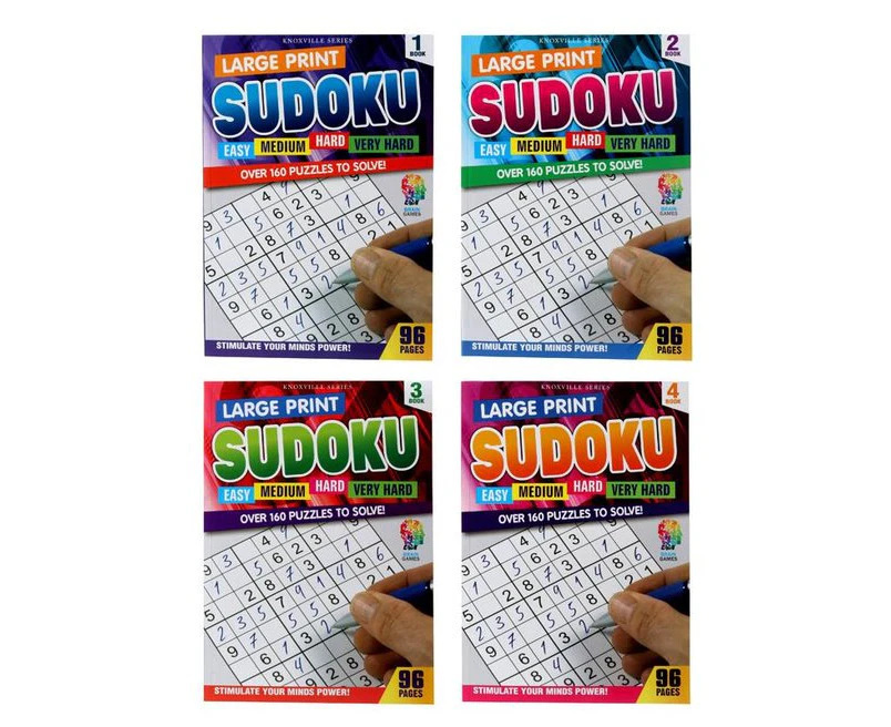 Office Central® 4PCE Sudoku Puzzle Books Large Print Hundreds Of Fun Puzzles