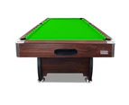 7FT MDF Pool Snooker Billiard Table with Accessories Pack, Walnut Frame - Green