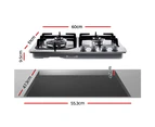 Devanti Gas Cooktop 60cm 4 Burner Silvir