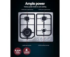 Devanti Gas Cooktop 60cm 4 Burner Silvir