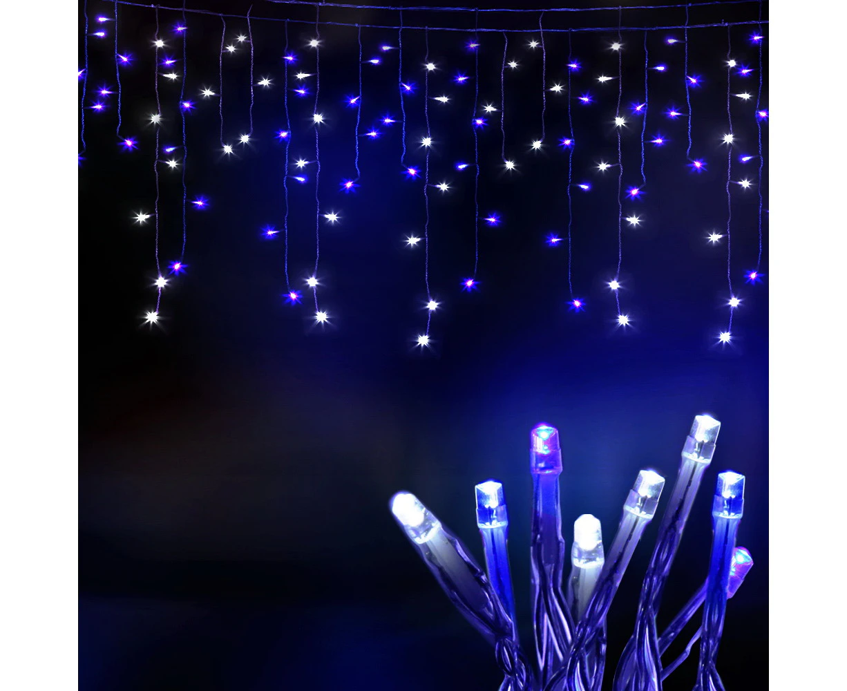 Jingle Jollys 20M Christmas Lights Icicle Light 800 LED Blue White Decor