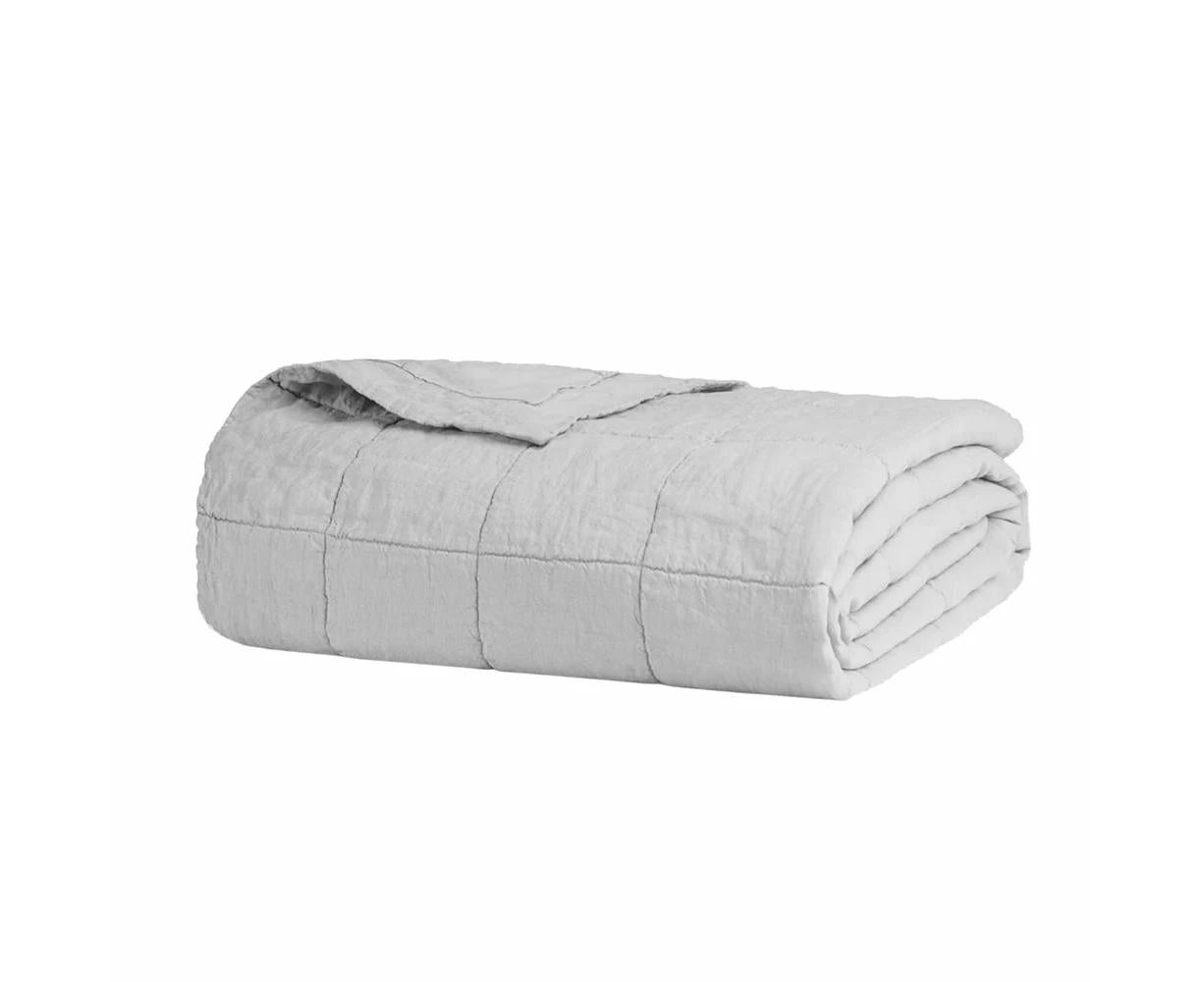 French Flax Linen Quilted Coverlet (Silver) - 260 x 240cm